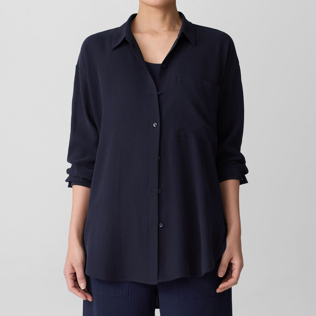 Women's black relaxed fit long sleeve shirt