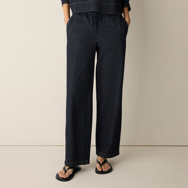 Women's drawstring wide leg jeans