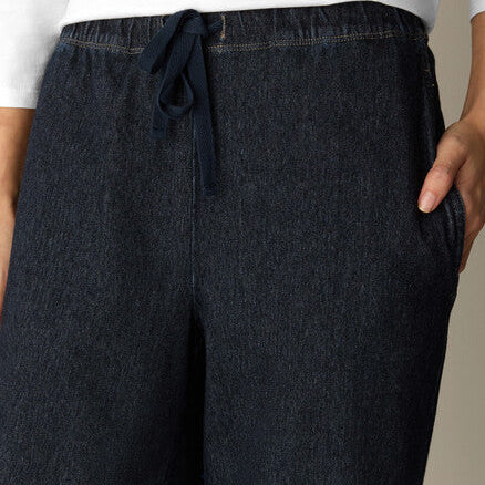 Women's drawstring wide leg jeans