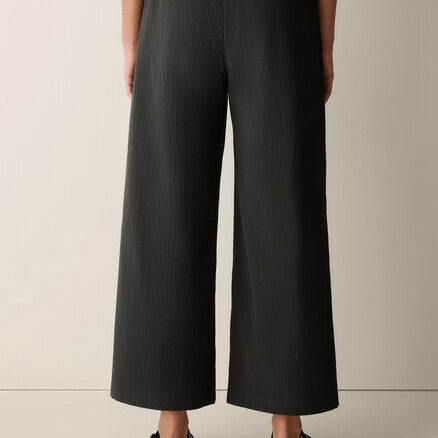 Women's elastic waist cropped wide leg pants