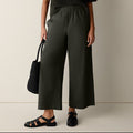Women's elastic waist cropped wide leg pants
