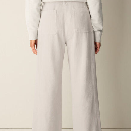 Women's mid rise cotton blend wide leg trousers
