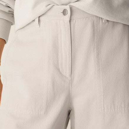 Women's mid rise cotton blend wide leg trousers