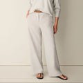 Women's mid rise cotton blend wide leg trousers