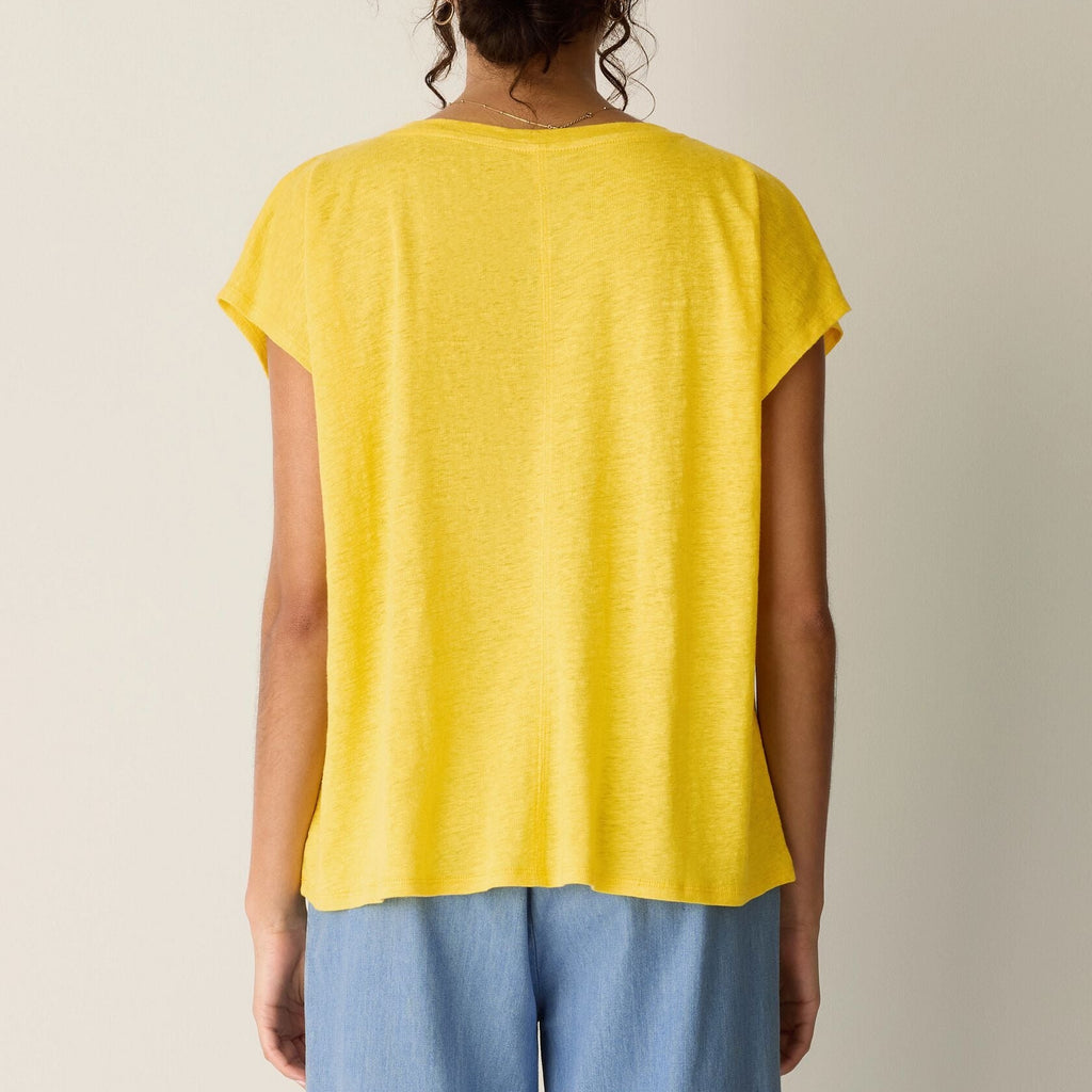 Women's yellow v neck casual short sleeve top